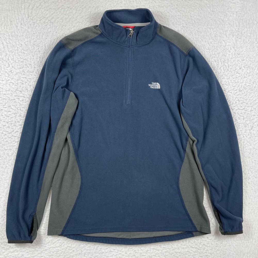 The North Face Fleece Pullover Mens Large Blue Grey Quarter Zip CQ45 Gorpcore